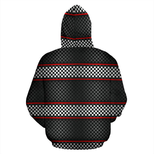 Checkered Flag Red Line Style Pullover Hoodie