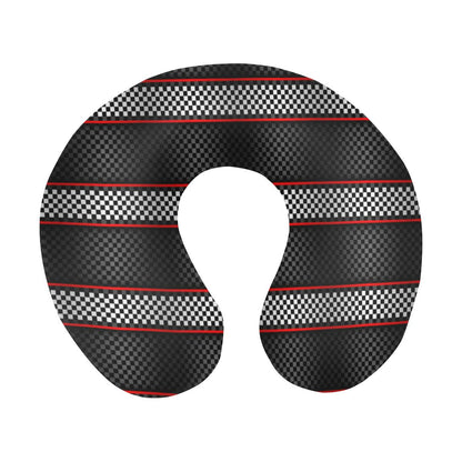 Checkered Flag Red Line Style U-Shaped Travel Neck Pillow-JTAMIGO.COM
