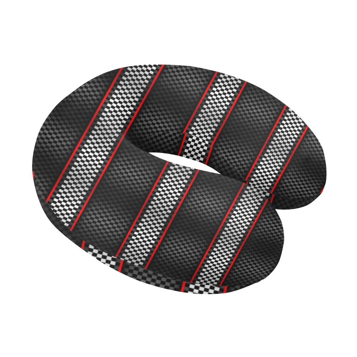 Checkered Flag Red Line Style U-Shaped Travel Neck Pillow-JTAMIGO.COM