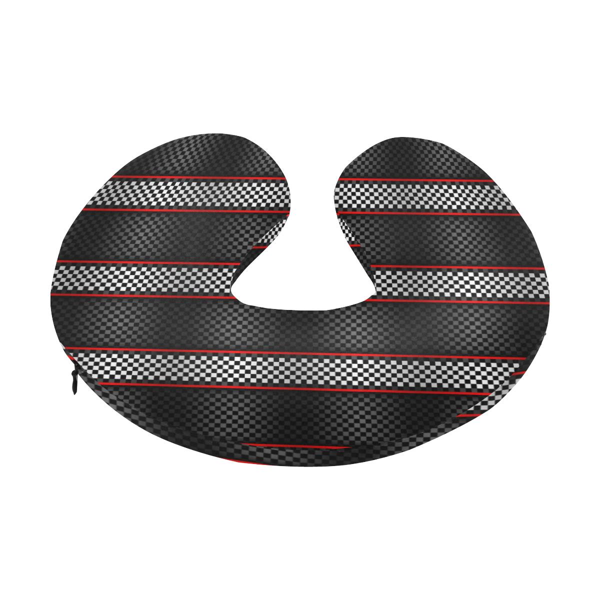 Checkered Flag Red Line Style U-Shaped Travel Neck Pillow-JTAMIGO.COM