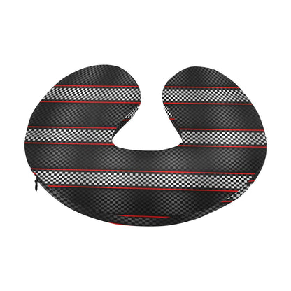 Checkered Flag Red Line Style U-Shaped Travel Neck Pillow-JTAMIGO.COM