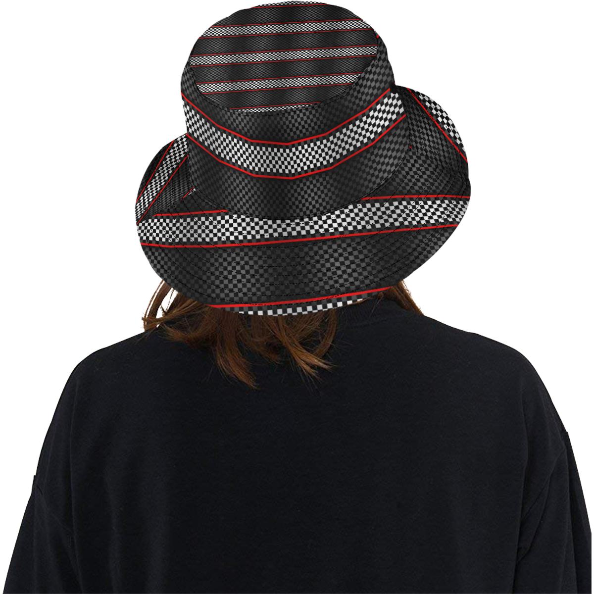 Checkered Flag Red Line Style Unisex Bucket Hat