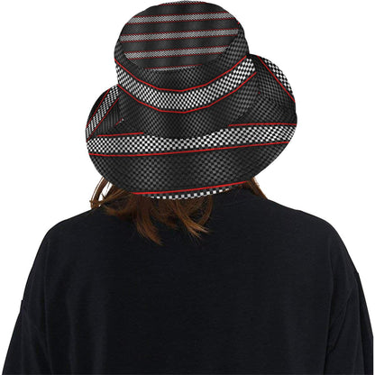 Checkered Flag Red Line Style Unisex Bucket Hat