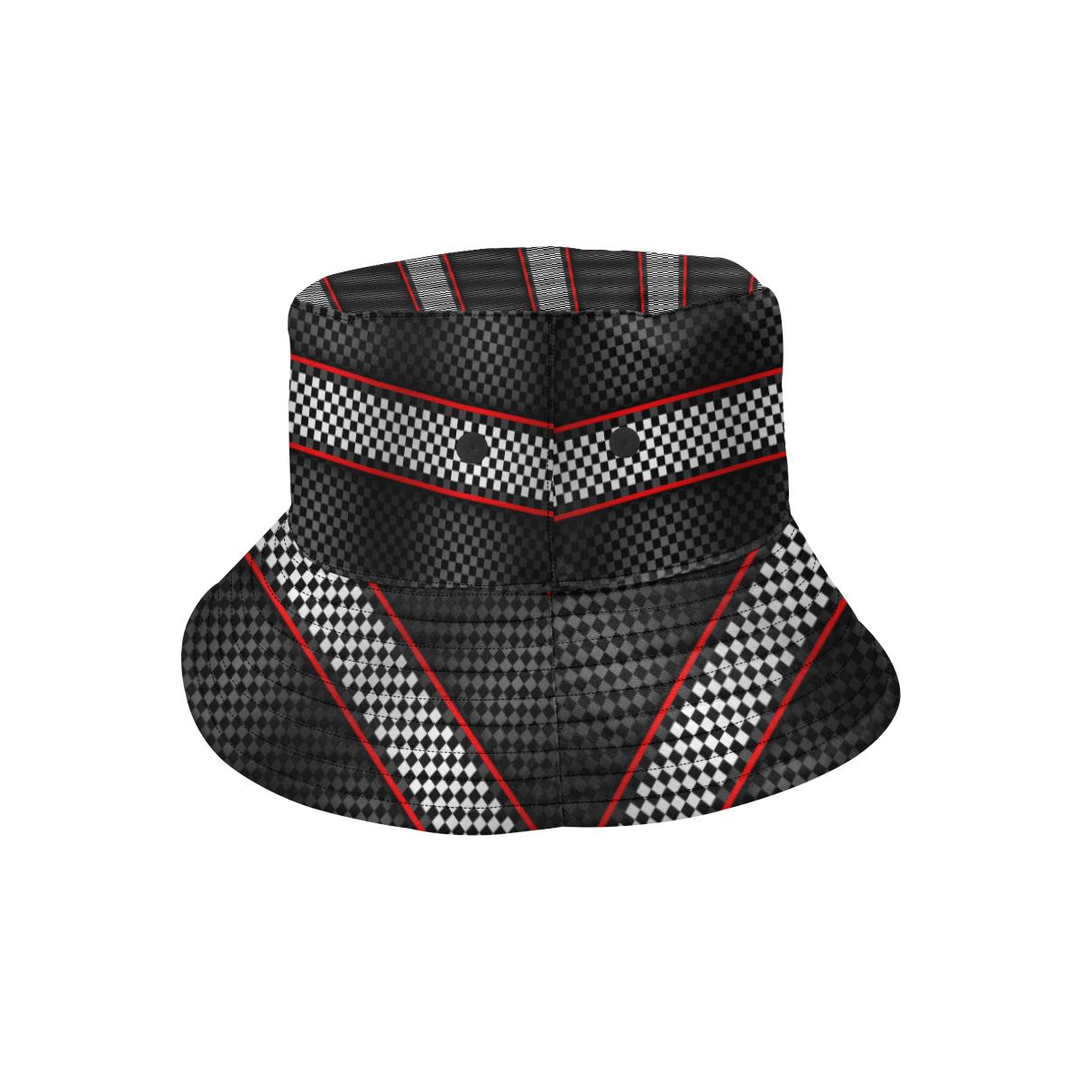 Checkered Flag Red Line Style Unisex Bucket Hat
