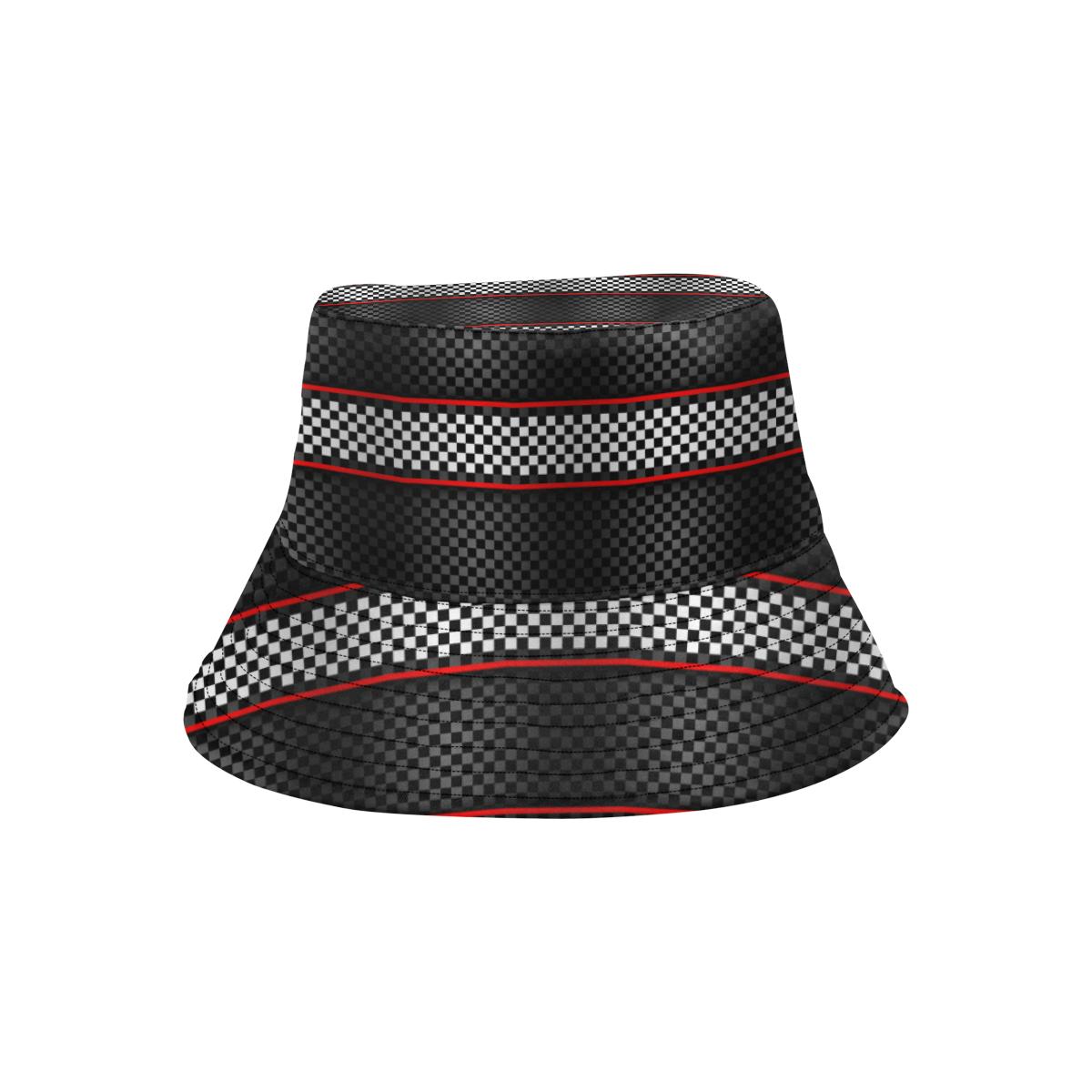 Checkered Flag Red Line Style Unisex Bucket Hat