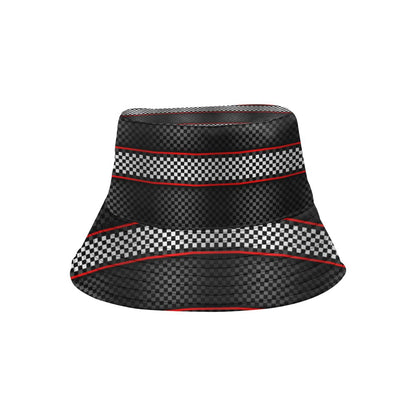 Checkered Flag Red Line Style Unisex Bucket Hat