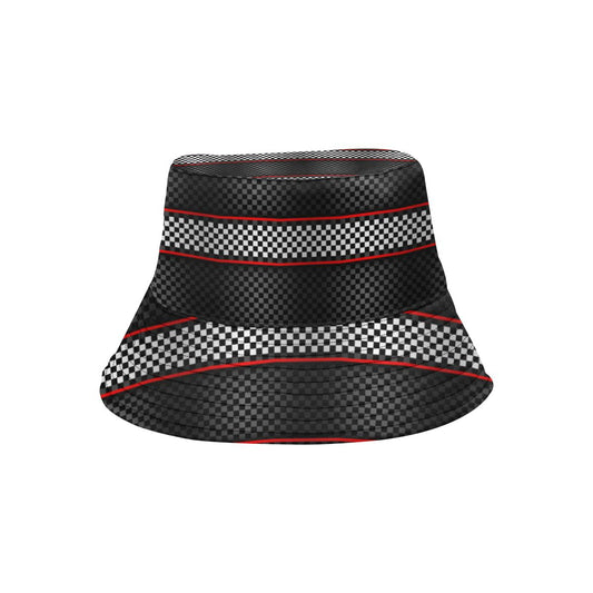 Checkered Flag Red Line Style Unisex Bucket Hat
