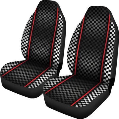 Checkered Flag Red Line Style Universal Fit Car Seat Covers