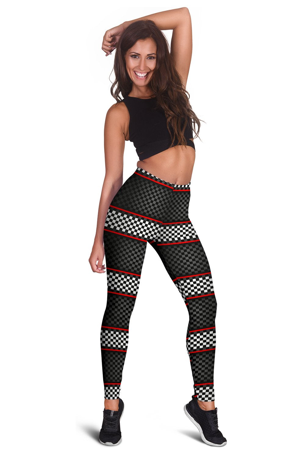 Checkered Flag Red Line Style Women Leggings