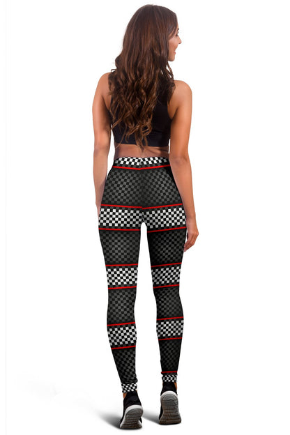 Checkered Flag Red Line Style Women Leggings