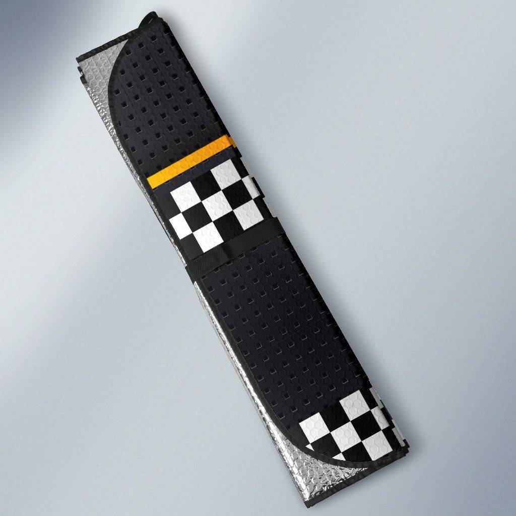 Checkered Flag Yellow Line Style Car Sun Shade For Windshield