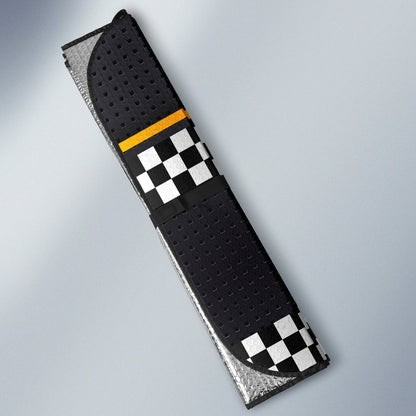 Checkered Flag Yellow Line Style Car Sun Shade For Windshield
