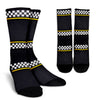 Checkered Flag Yellow Line Style Crew Socks