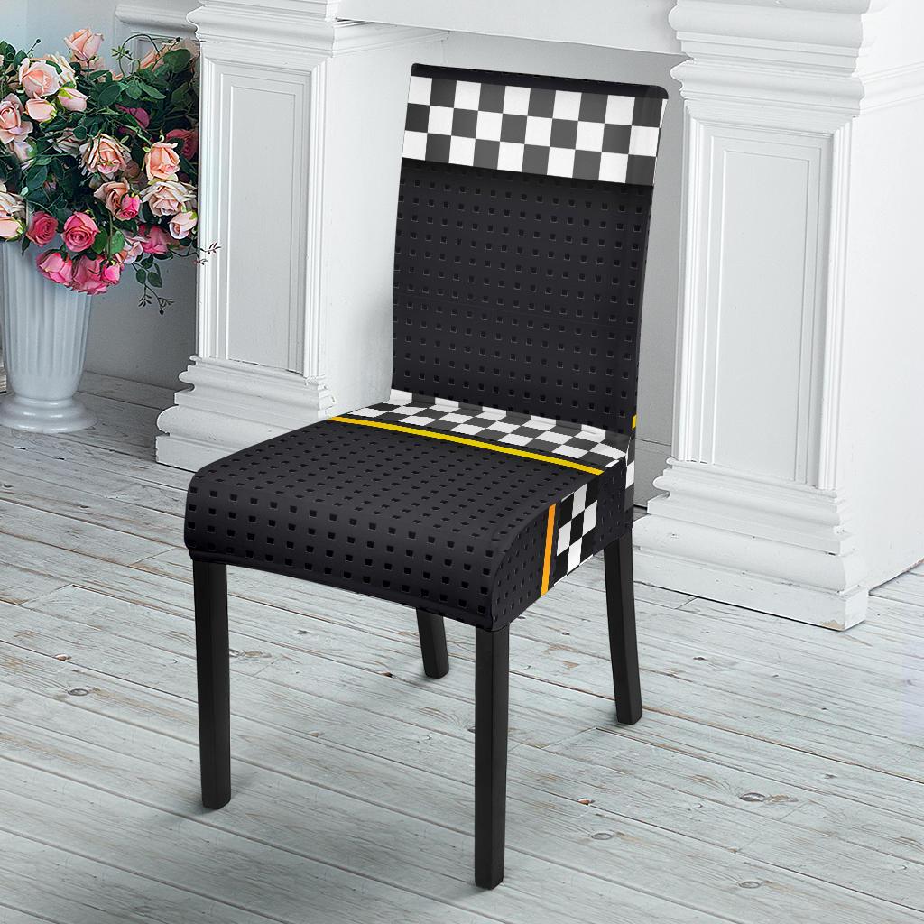Checkered Flag Yellow Line Style Dinning Chair Slipper-JTAMIGO.COM