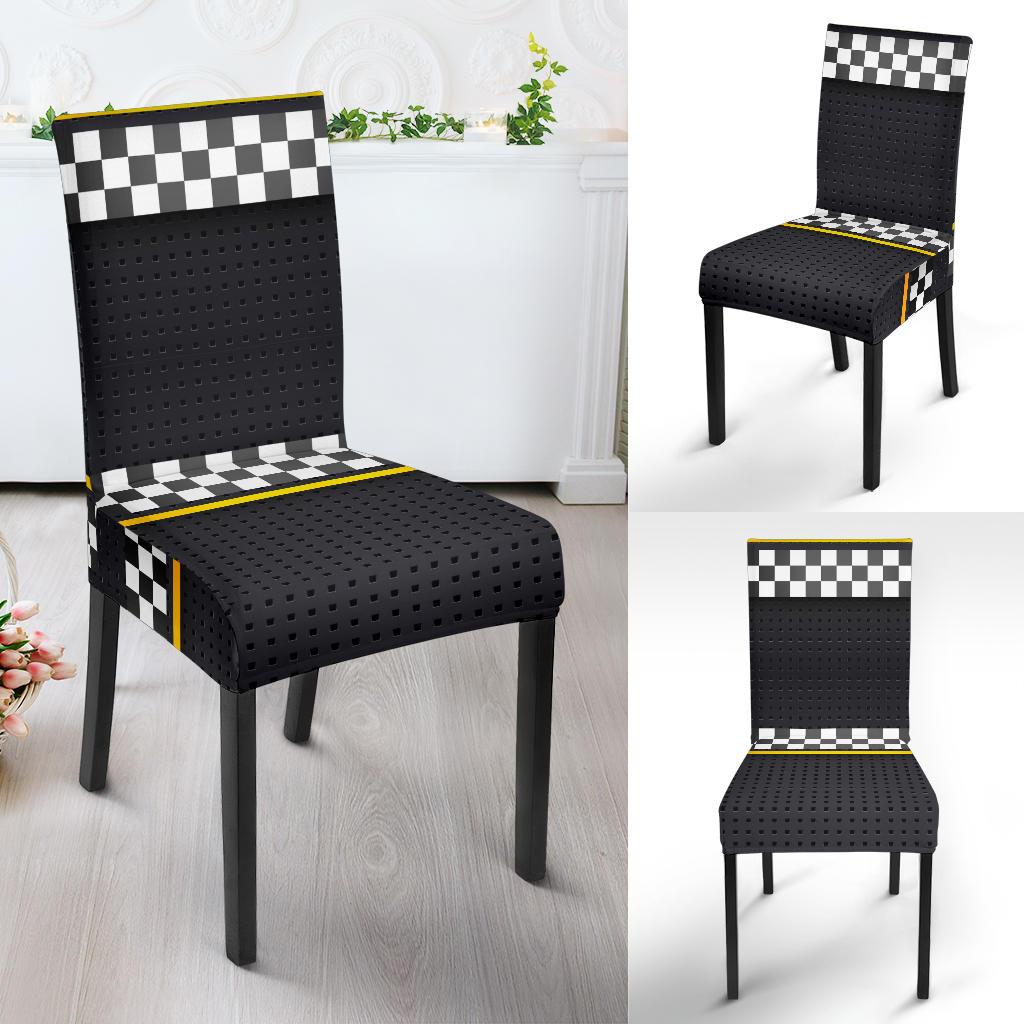 Checkered Flag Yellow Line Style Dinning Chair Slipper-JTAMIGO.COM