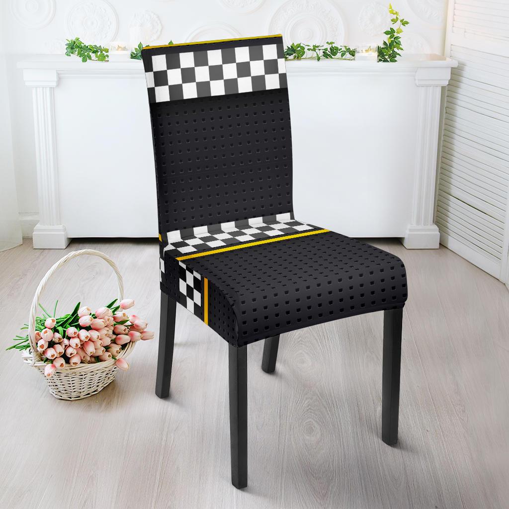 Checkered Flag Yellow Line Style Dinning Chair Slipper-JTAMIGO.COM