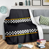 Checkered Flag Yellow Line Style Fleece Blanket