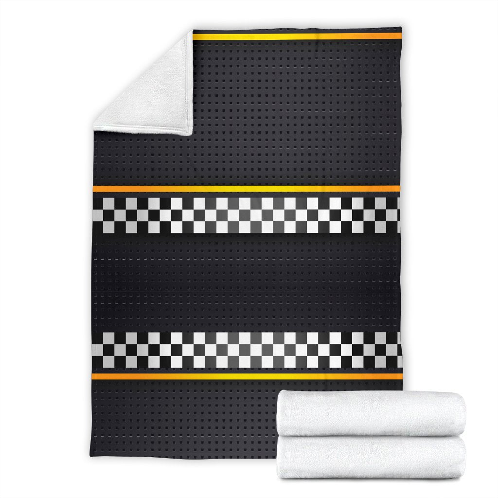 Checkered Flag Yellow Line Style Fleece Blanket