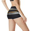 Checkered Flag Yellow Line Style High Waisted Spandex Shorts-JTAMIGO.COM