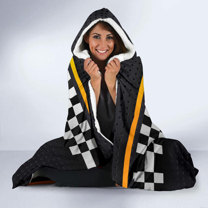 Checkered Flag Yellow Line Style Hooded Blanket-JTAMIGO.COM