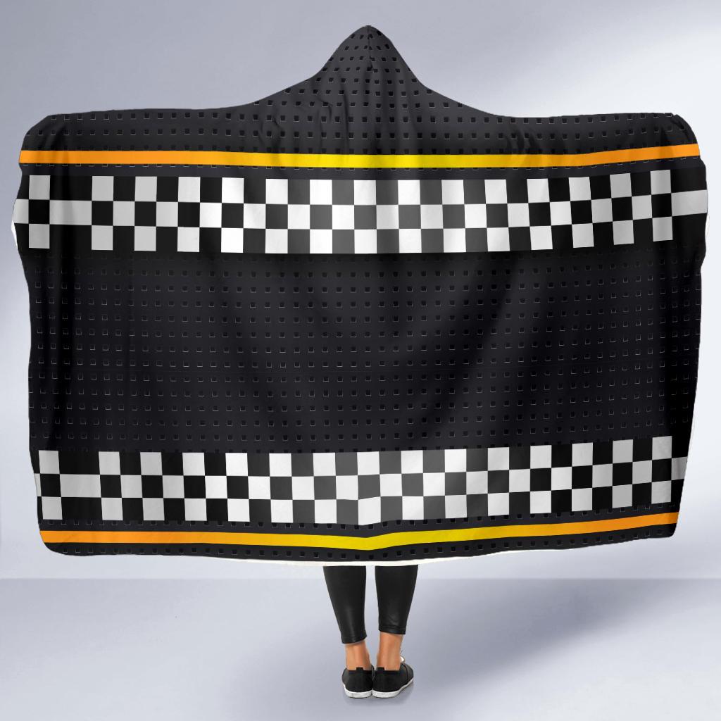 Checkered Flag Yellow Line Style Hooded Blanket-JTAMIGO.COM
