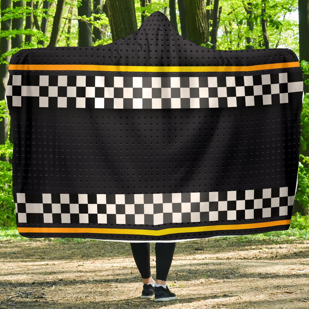 Checkered Flag Yellow Line Style Hooded Blanket-JTAMIGO.COM
