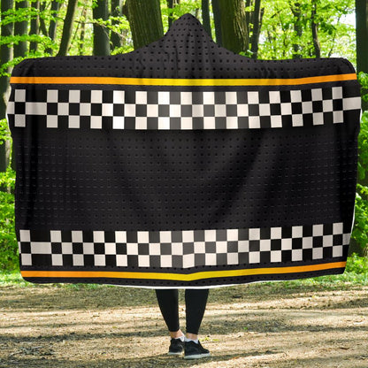 Checkered Flag Yellow Line Style Hooded Blanket-JTAMIGO.COM