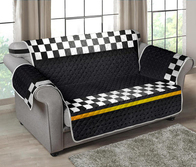 Checkered Flag Yellow Line Style Loveseat Sofa Protector-JTAMIGO.COM