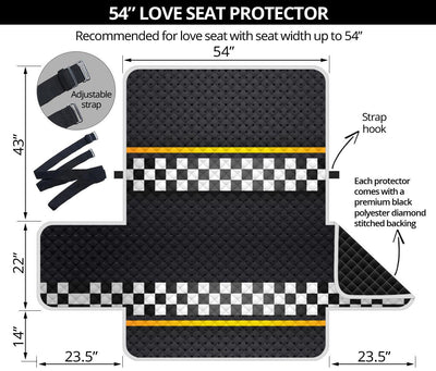 Checkered Flag Yellow Line Style Loveseat Sofa Protector-JTAMIGO.COM