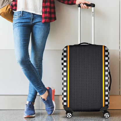 Checkered Flag Yellow Line Style Luggage Cover Protector