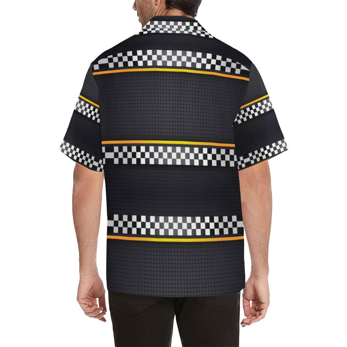 Checkered Flag Yellow Line Style Men Aloha Hawaiian Shirt