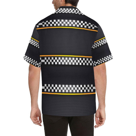Checkered Flag Yellow Line Style Men Aloha Hawaiian Shirt