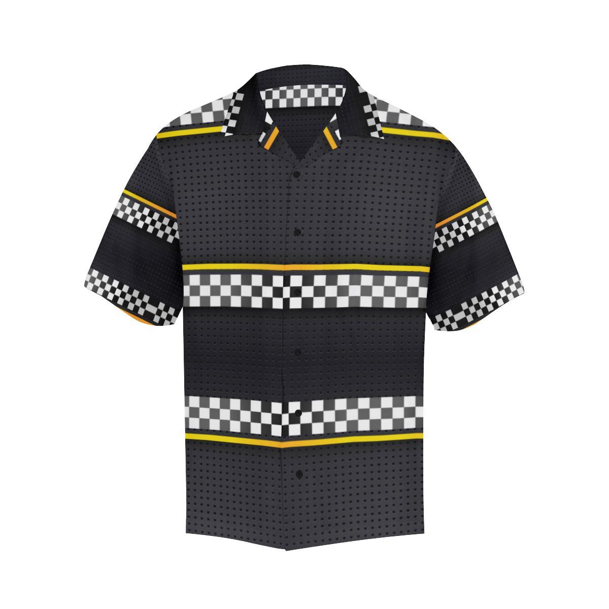 Checkered Flag Yellow Line Style Men Aloha Hawaiian Shirt