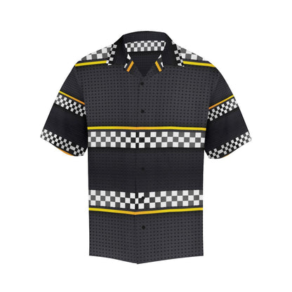 Checkered Flag Yellow Line Style Men Aloha Hawaiian Shirt