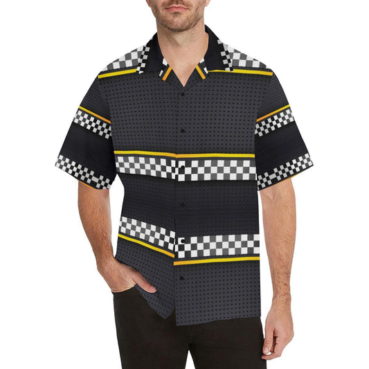 Checkered Flag Yellow Line Style Men Aloha Hawaiian Shirt