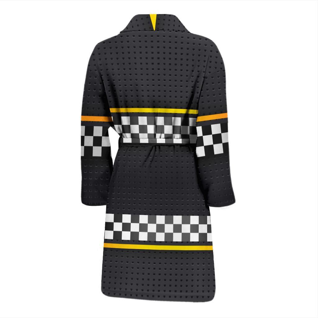 Checkered Flag Yellow Line Style Men Bath Robe-JTAMIGO.COM