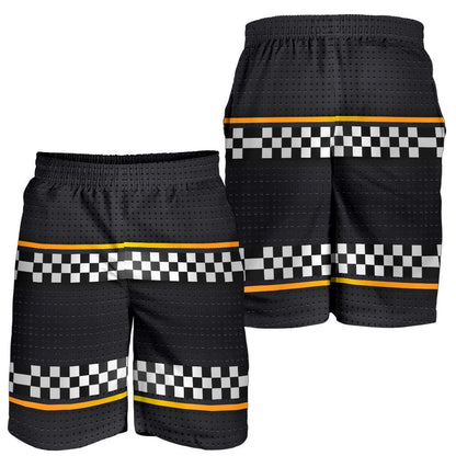 Checkered Flag Yellow Line Style Mens Shorts-JTAMIGO.COM