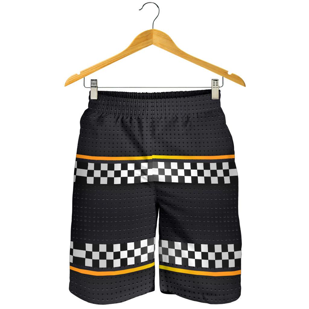 Checkered Flag Yellow Line Style Mens Shorts-JTAMIGO.COM