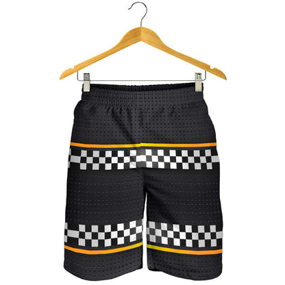Checkered Flag Yellow Line Style Mens Shorts-JTAMIGO.COM