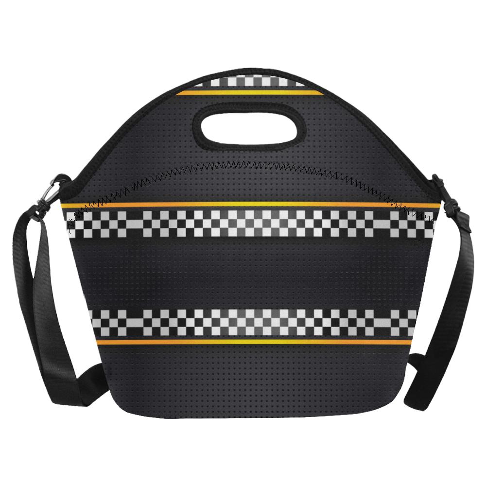 Checkered Flag Yellow Line Style Neoprene Lunch Bag (Model 1669)(Large)-JTAMIGO.COM