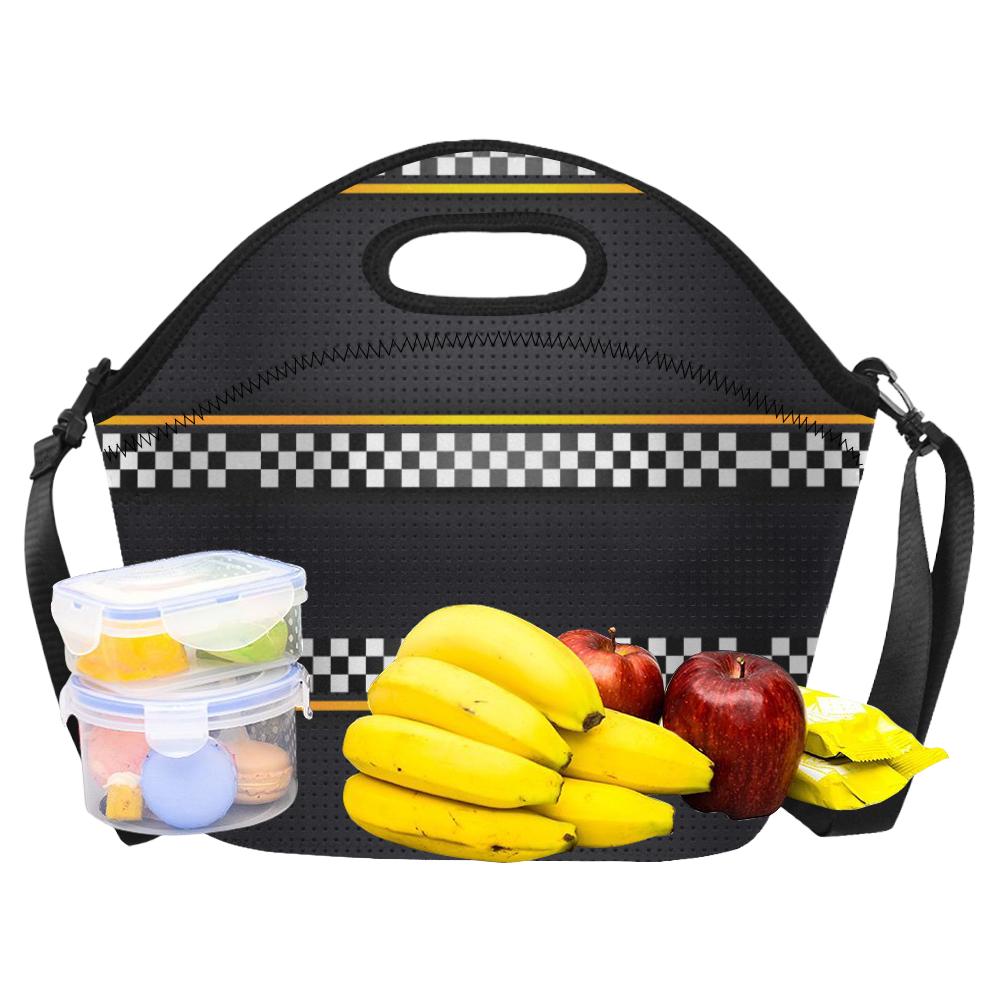 Checkered Flag Yellow Line Style Neoprene Lunch Bag (Model 1669)(Large)-JTAMIGO.COM