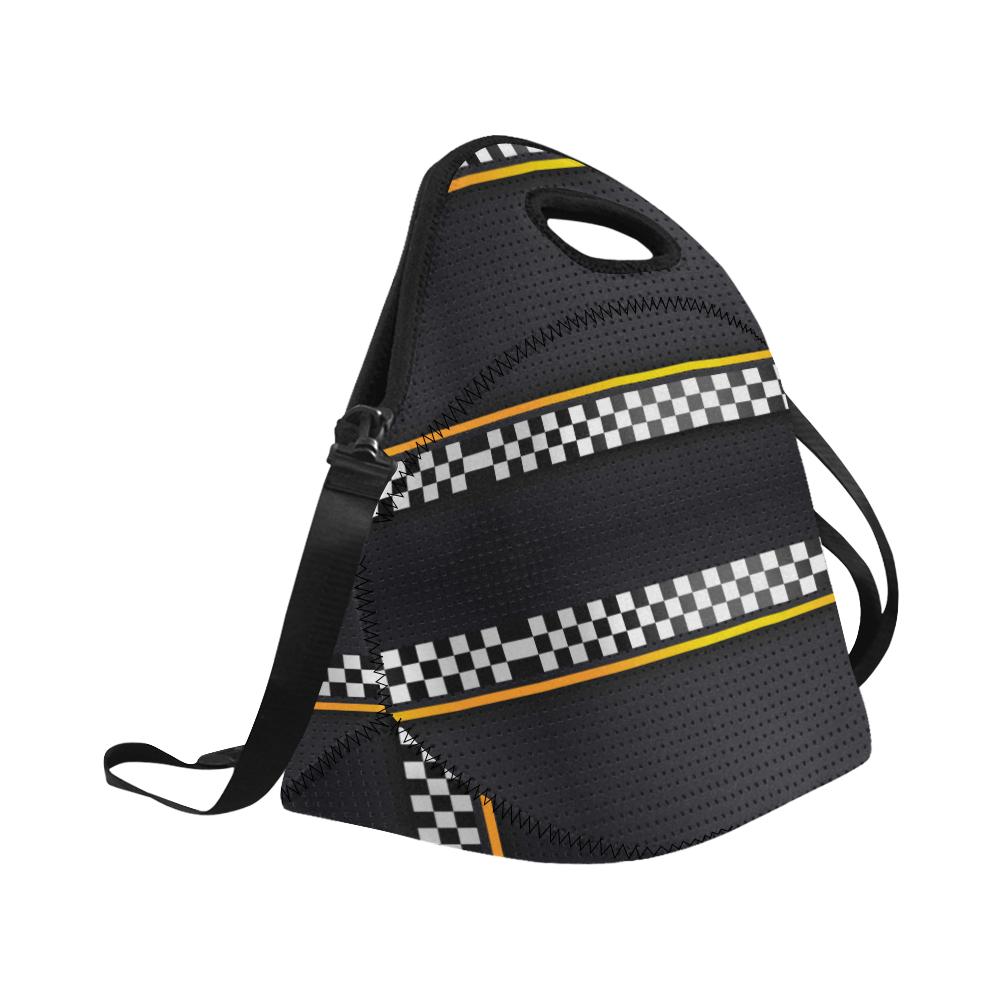 Checkered Flag Yellow Line Style Neoprene Lunch Bag (Model 1669)(Large)-JTAMIGO.COM