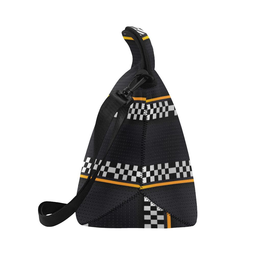 Checkered Flag Yellow Line Style Neoprene Lunch Bag (Model 1669)(Large)-JTAMIGO.COM