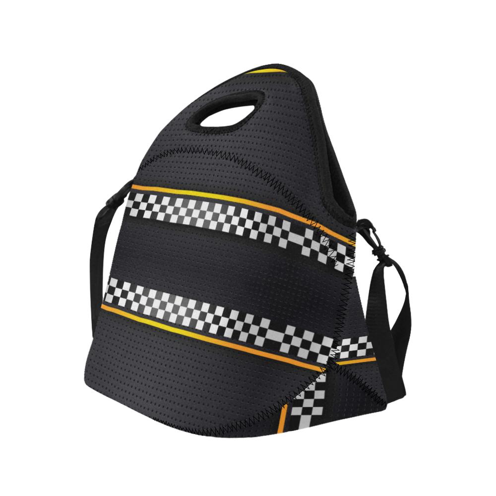 Checkered Flag Yellow Line Style Neoprene Lunch Bag (Model 1669)(Large)-JTAMIGO.COM
