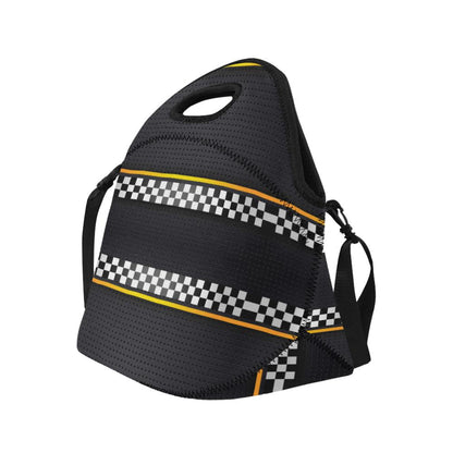 Checkered Flag Yellow Line Style Neoprene Lunch Bag (Model 1669)(Large)-JTAMIGO.COM