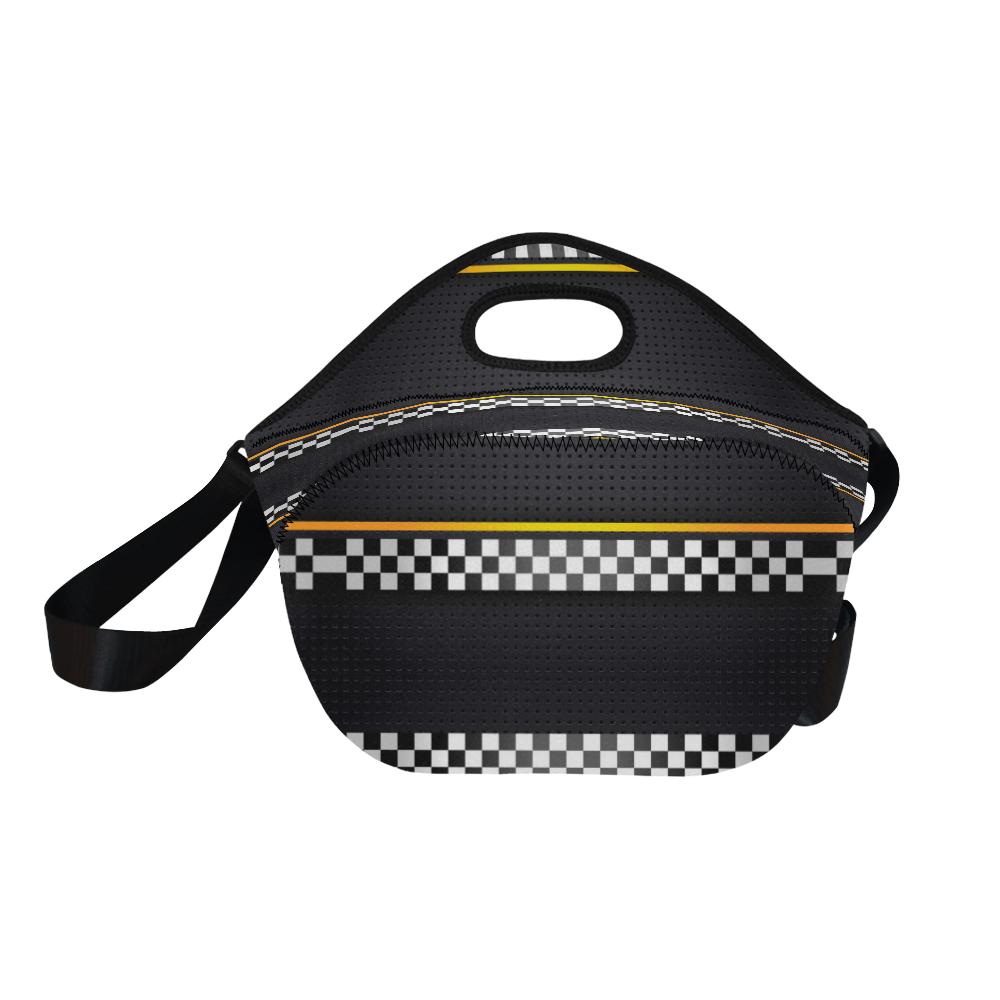 Checkered Flag Yellow Line Style Neoprene Lunch Bag (Model 1669)(Large)-JTAMIGO.COM