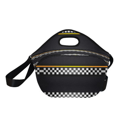 Checkered Flag Yellow Line Style Neoprene Lunch Bag (Model 1669)(Large)-JTAMIGO.COM