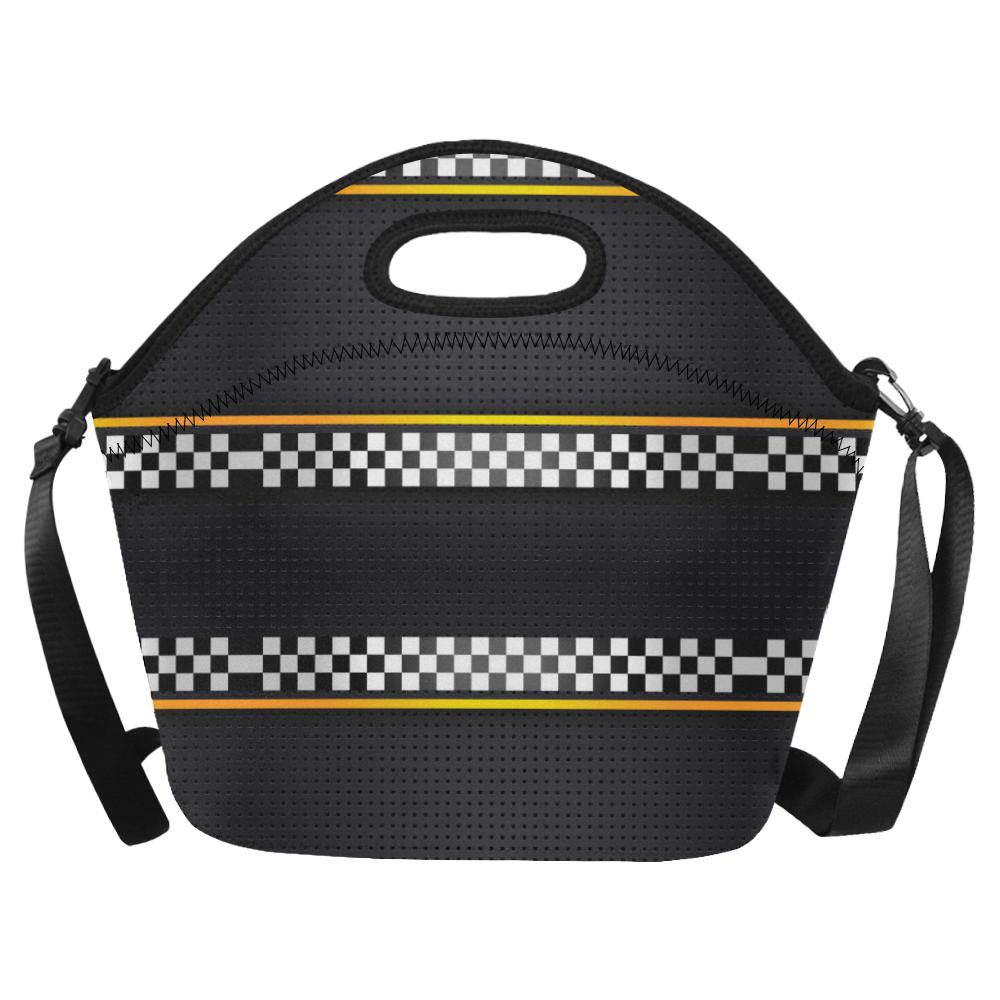 Checkered Flag Yellow Line Style Neoprene Lunch Bag (Model 1669)(Large)-JTAMIGO.COM