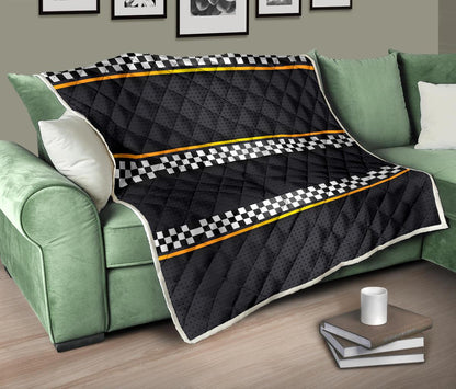 Checkered Flag Yellow Line Style Premium Quilt-JTAMIGO.COM