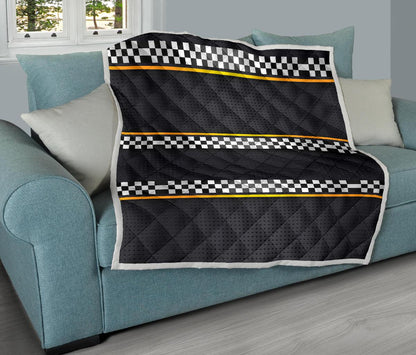 Checkered Flag Yellow Line Style Premium Quilt-JTAMIGO.COM